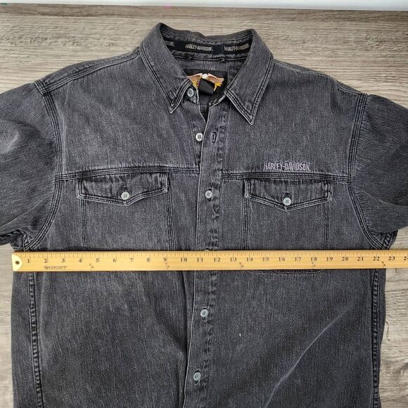 Harley Davidson Vintage Button Shirt Embroidered Logo Size L - Picture 8 of 10